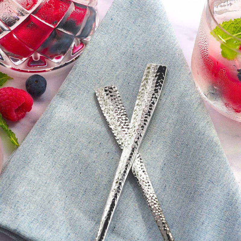 Hudson Essentials Hammered Iced Tea Spoons, 18/10 Stainless Steel Long Handle Spoons for Stirring Cocktails, Tea, Coffee, Set of 6 - Image 4